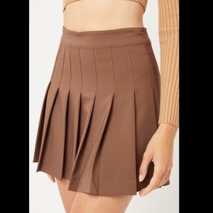 Pleated Tennis Skirt Brown Mini circle Skater skirt